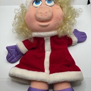 Vtg 1988 Mrs Piggy Mrs Claus puppet NWT